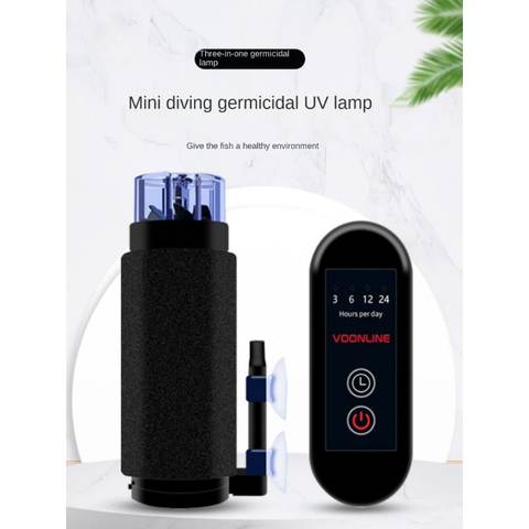 Aquarium Mini Tauch-UV Sterilisatorlampe Luftliftfilter Timer Algenhemmung Wasserpflege Smart