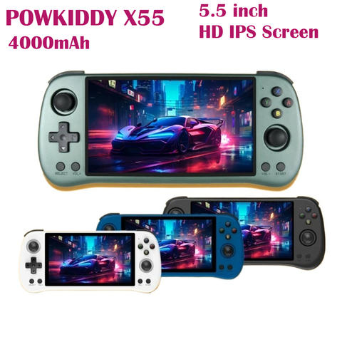 Powkiddy X55 5.5 Zoll HD WiFi Handheld Spielkonsole RK3566 Open-Source Emulatoren Retro