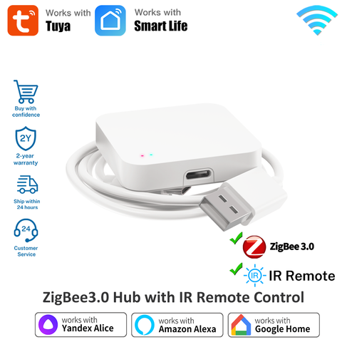 Tuya ZigBee 3.0 Gateway Hub WiFi IR Fernbedienung Alexa Google Home Universal Blaster