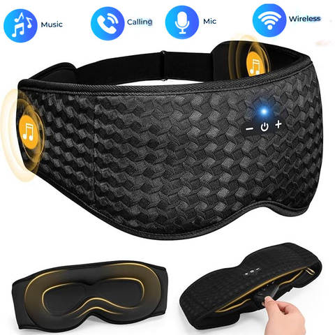 Bluetooth Schlafkopfhörer 3D Augenmaske Reise Stereo HD Mikrofon Weich Elastisch Smart