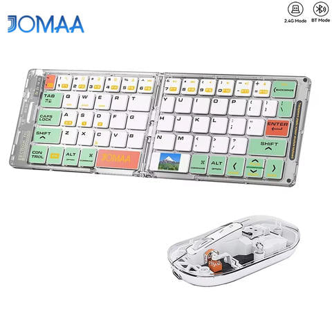 Faltbar Tastatur Maus Bluetooth 5.1 Dual Modi Kabellos Transparent Wiederaufladbar Tragbar Reise