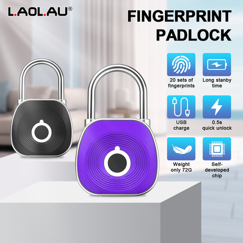Fingerabdruck Smart Vorhängeschloss Biometrisch Schlüssellos Wasserdicht USB Gepäck Schrank