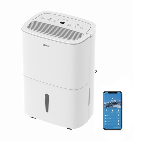 SHINCO 50L WiFi Luftentfeuchter mit Pumpe 165m² 7L Tank Aktivkohlefilter Automatisch Smart Home