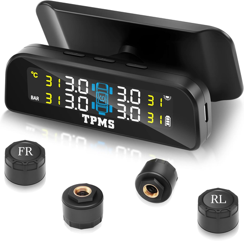 Solar TPMS Wohnmobil SUV MPV LKW Echtzeit Reifendruckkontrolle LCD Display 4 Externe Sensoren Smart Auto