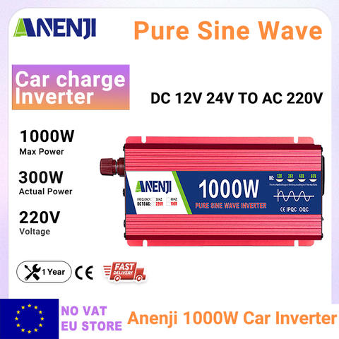 ANENJI 3000W 1000W Auto Inverter Reiner Sinus 12V 24V zu AC 220V Spannungskonverter Transformator