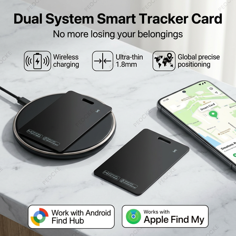 Dual-System Ultra-Dünne Wallet Tracker Karte Bluetooth Apple Find My Google Find Hub Smart Tag Anti-Lost