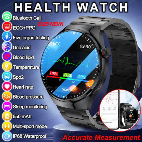 Smart Watch EKG+PPG Blutfett Blutdruck Harnsäure HRV AMOLED HD BT Anruf Damen Armband