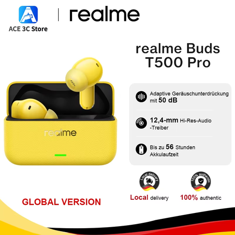 Realme Buds T500 Pro Kopfhörer 50dB adaptive Geräuschunterdrückung IP55 kabelloser Kopfhörer