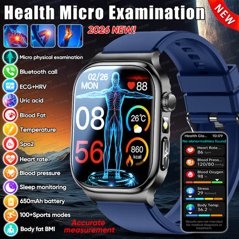 Smart Gesundheits Smartwatch KI-Diagnose EKG HRV Blutdruck Harnsäure Blutfette Bluetooth Anruf Smart