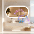 Ovaler LED Badezimmerspiegel Bluetooth Hintergrundbeleuchtung Digitalanzeige Antibeschlag 120x60cm Smart
