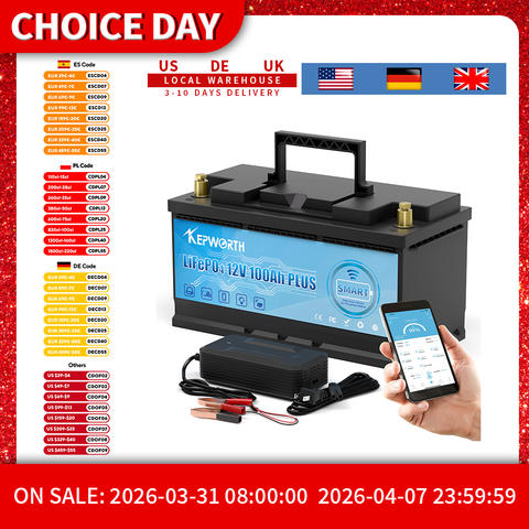 KEPWORTH 12V 100Ah LiFePO4 Bluetooth Akku 100A BMS Deep Cycle Wohnwagen Camping Boote Wohnmobile