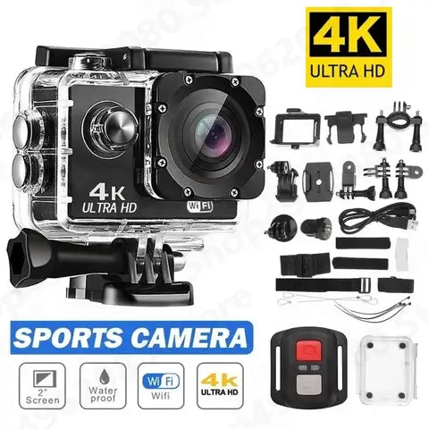 Action-Kamera 4K Ultra HD wasserdicht 2.0 Zoll WiFi-Fernbedienung 30fps 170D Unterwasser Helm Sport Video