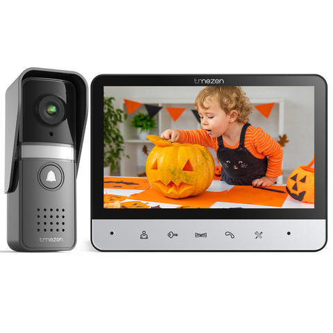 TMEZON 4-Draht Video-Türsprechanlage 7 Zoll Farbdisplay 120° Weitwinkel Kamera Zwei-Wege-Audio Gegensprechanlage
