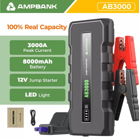 AMPBANK AB3000 12V Auto Starthilfe Batterie 3000A Power Bank Tragbarer Booster Pack