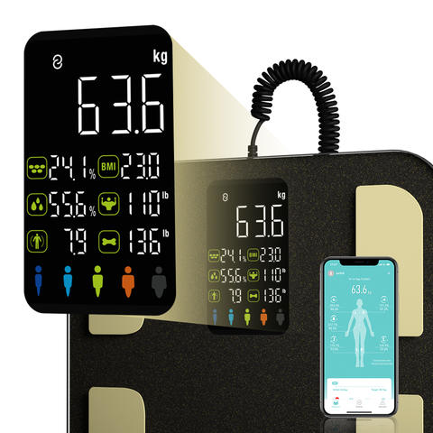 Bioimpedanzwaage 8-Elektroden BMI Körperzusammensetzungswaage Professional 180kg Smart