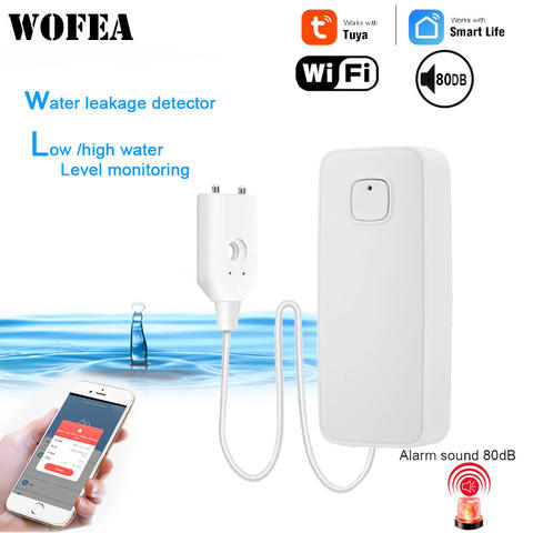 Tuya Smart Flut Leckage Sensor WiFi Wasser Überlauf Niveau Detektor Sound Alarm System