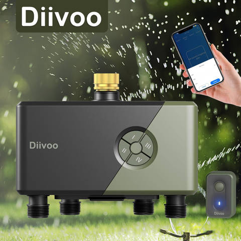 Diivoo Garten WiFi Bewässerungstimer 1-4 Zonen Erweiterbar Regenverzögerung Automatisch Smart Life App