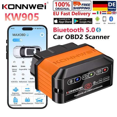 KONNWEI KW905 OBD2 Scanner Bluetooth 5.0 Android iOS Auto Codeleser Diagnosegerät