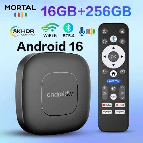 TV-Box Android 16 Google Assistant 8GB RAM 128GB 4K Wi-Fi 6 Bluetooth 5.0 T1 RK3518 Set-Top-Box