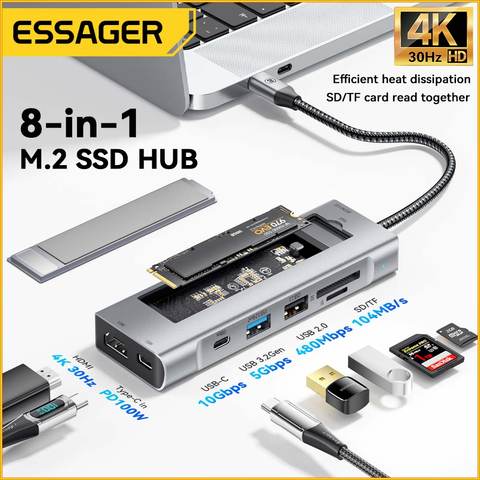 Essager 8-in-1 USB Hub Disk Speicher HDMI Laptop Dockstation für MacBook Pro Air M1 M2
