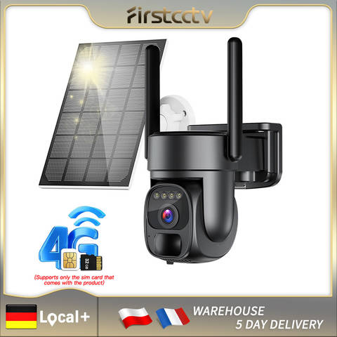 FIRSTCCTV 4G WiFi Sicherheitskamera 3MP 4K HD Solar Akku Außenüberwachung PIR-Bewegungserkennung Audio