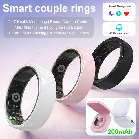 Smart Couple Ring Bluetooth mehrere Sportmodi Schrittzähler Herzfrequenz Schlaf 5ATM Wasserdicht Fitness Partner Ring