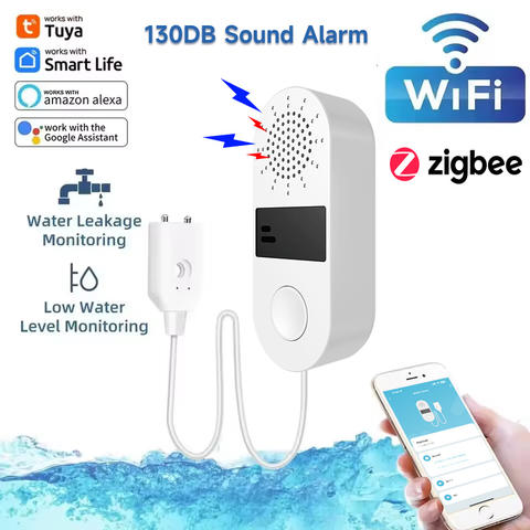 Tuya WiFi Wasserleck Sensor Zigbee 130dB Alarm Smart Life APP Wasser Überschwemmungsmelder