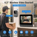 Kabellose Video Türklingel 4.3 Zoll Display Kein WLAN Nötig 2.4G Intercom Zwei-Wege Audio IR Nachtsicht Smart
