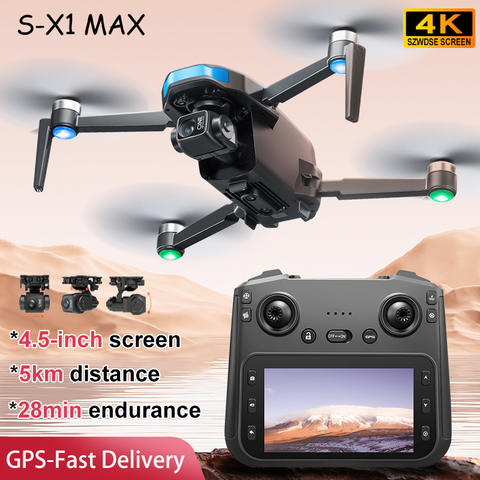 S-X1 MAX GPS-Drohne 4K Kamera 3-Achsen-Gimbal FPV Bürstenlos Großer Bildschirm Quadcopter