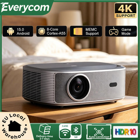 Everycom HQ11W 3600 ANSI 4K Android 15 WiFi6 HDR10 3G+64G Heimkino Outdoor Smart Beamer Auto-Fokus