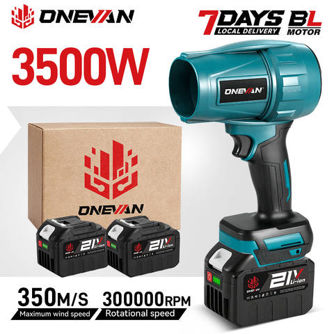 ONEVAN 3500W 350M/S Bürstenlos Turbolüfter Laubbläser Schnee Staubbläser Makita Akku Smart