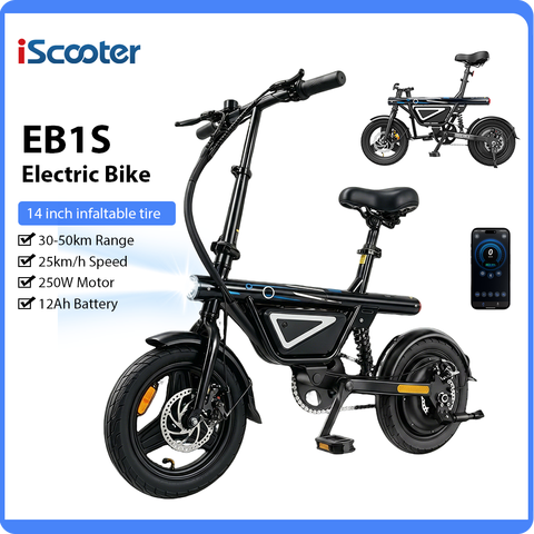 iScooter EB1S Faltbares E-Bike 250W 14 Zoll City 12Ah 25km/h App-Steuerung Kompakt Elektrofahrrad Pendler Erwachsene