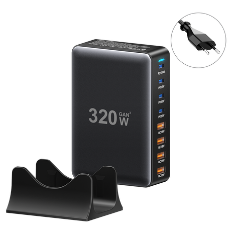 Essager 320W GaN Ladegerät 8Port USB Desktop Ladestation PD 100W iPhone iPad MacBook Laptop