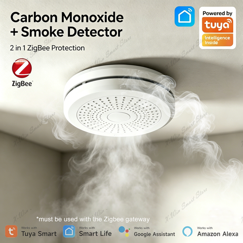 Tuya 2-in-1 Rauch Feueralarm ZigBee Smart CO Rauchmelder Gasdetektor Smart Home Sensor