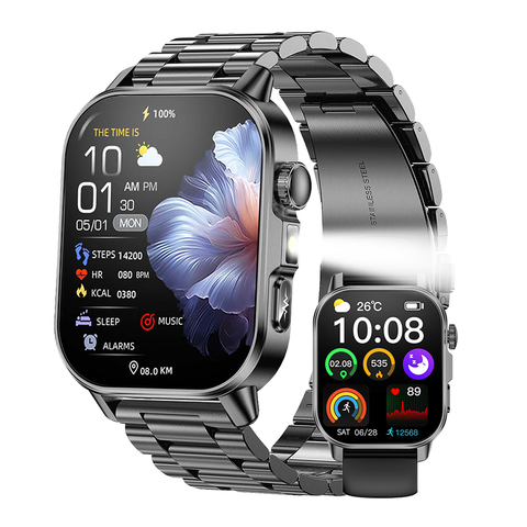 LIGE EKG+PPG Smartwatch Blutfett Harnsäure Blutdruck Temperatur Bluetooth-Anruf Herren Damen