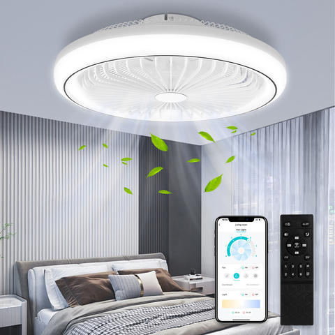 LED Deckenventilator Blattlos Modern Fernbedienung Dimmbar Stil Smart Haushaltsventilator mit Licht