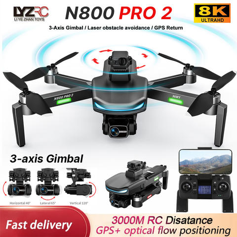 N800 PRO 2 GPS-Drohne 4K 3-Achsen-PTZ HD Doppelkamera Hinderniserkennung Bürstenloser Motor 5G WIFI RC Quadcopter