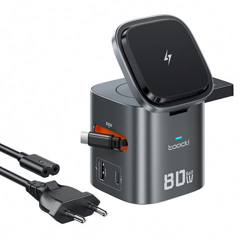 Toocki 80W 6-in-1 GaN Ladestation MagSafe 15W PD 65W Einziehbar Kabel MacBook iPhone Smart Hub