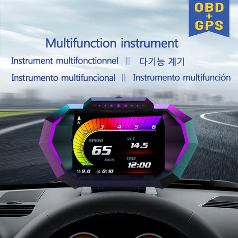 OBD2 GPS HUD Head-Up-Display Kraftstoffverbrauch Wassertemperatur Spannung Druck Neigung Alarm