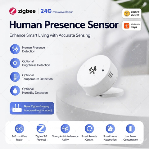 Zigbee 24GHz Radar Präsenzsensor Statische Körperbewegung Tuya Smart Life Home Assistant Z2M