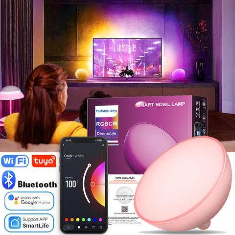 Tuya WLAN Bluetooth LED Smart Nachtlicht Dimmbar Tischlampe RGB Sprachsteuerung APP Google Alexa