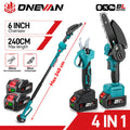 ONEVAN 4-in-1 Bürstenlos Teleskop Kettensäge 3500W Hochastschere Garten Makita 18V Akku Smart