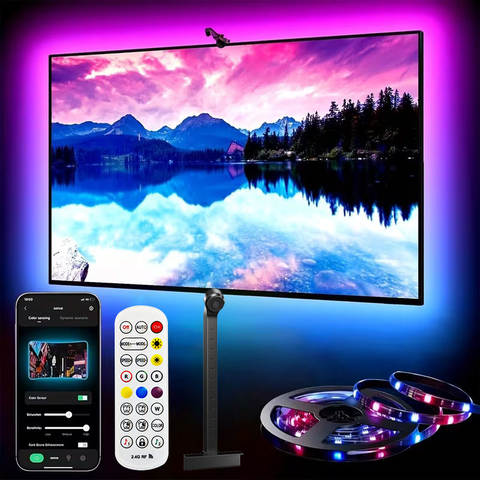 LED TV Hintergrundbeleuchtung mit Kamera Sync 55-85 Zoll Smart RGBIC Gaming Zimmer Ambient Licht
