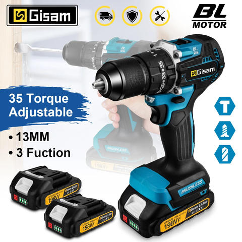 GIsam 13mm Bürstenlos Schlagschrauber Dual-Speed 35+3 Drehmoment Kabellos Makita 18V Akku Smart