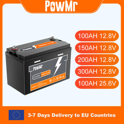 PowMr 300AH 200AH 100AH Lifepo4 Batterie 12V 24V Solar-Lithiumbatterie BMS Klasse A 6000+ Zyklen