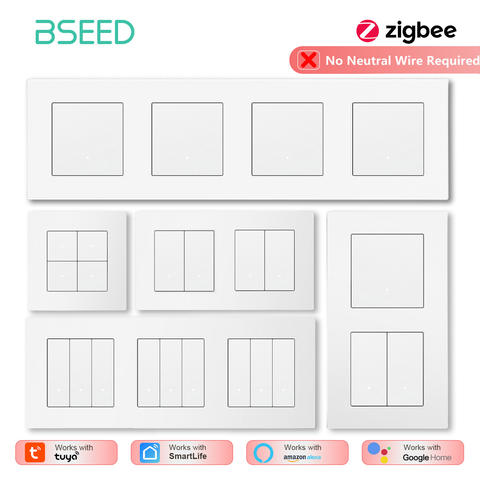BSEED Zigbee 1 2 3 4 fach Smart Mechanischer Lichtschalter Tuya Kein Neutralleiter Mattiert