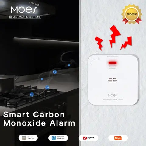 MOES Tuya ZigBee CO Detektor Kohlenmonoxid Gasleck Alarm Sensor Smart Home Sicherheit Sirene