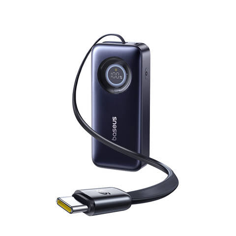 Baseus 67W Powerbank 20000mAh Einziehbares USB-C Kabel Integriert Schnellladung Laptop iPhone