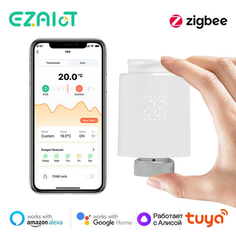 EZAIOT Tuya Zigbee Smart Heizkörperventil TRV Programmierbar Temperaturregler App Sprachsteuerung Smart
