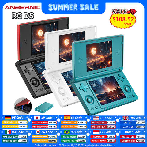 Anbernic RG DS 4 Zoll IPS Dual-Screen Android 4000mAh Flip Videospiel WiFi Streaming